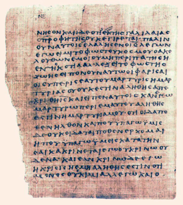 Ein Teil des Papyrus 66, das fast das gesamte Johannesevangelium enthält. Ein Indiz dafür, dass die Bibel richtig überliefert ist.